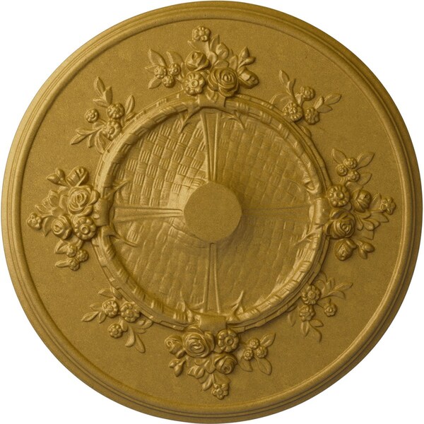 Ekena Millwork Flower Ceiling Medallion (Fits Canopies up to 3 7/8"), Hand-Painted Pharaohs Gold, 27"OD x 1 1/8"P CM27FLPGS - main